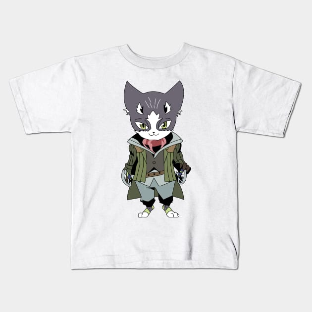 Nyanta Cat Shiroe Friend Kids T-Shirt by oneskyoneland